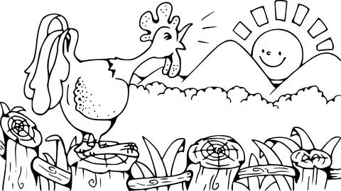 Vector cartoon Rooster crowing Stock Illustration