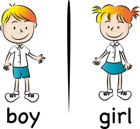 Vector cartoon school boy and girl Stock Illustration
