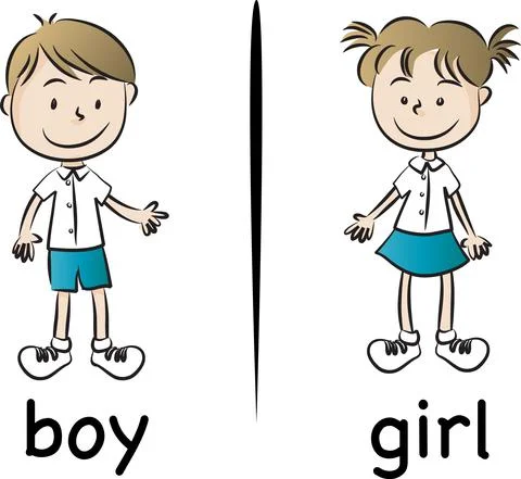 Vector cartoon school boy and girl Stock Illustration