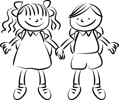 Vector cartoon school boy and girl Stock Illustration