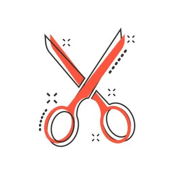 Vector cartoon scissors icon in comic style. Scissor sign illustration pictog Stock Illustration