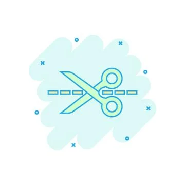 Vector cartoon scissors icon in comic style. Scissor sign illustration pictog Stock Illustration