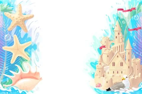 Vector cartoon Sea border background 스톡 일러스트