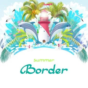 Vector cartoon Sea border background Stock Illustration