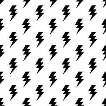 Vector cartoon seamless pattern with flash lightning print. Stock Illustration