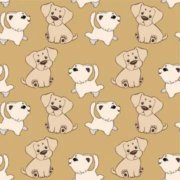 Vector cartoon seamless pattern with funny cats and dogs, Cute printable back Stock Illustration