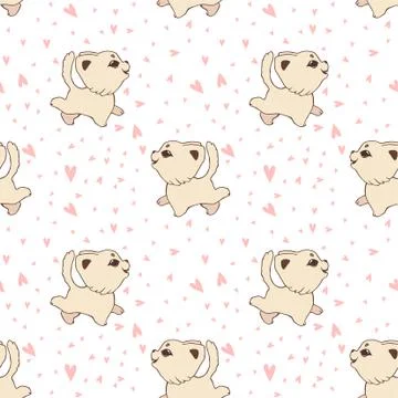 Vector cartoon seamless pattern with funny cats and dogs, Cute printable back Stock Illustration
