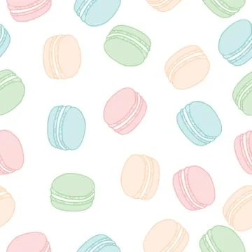 Vector cartoon seamless pattern with macaroons in pastel colors Stock Illustration