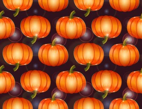 Vector cartoon seamless pattern with pumpkin. Bright autumn background . Stock Illustration