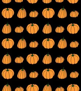 Vector cartoon seamless pattern with pumpkin. Halloween background Stock Illustration