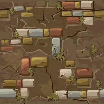 Vector Cartoon seamless pattern texture old crack brick wall Stock Illustration