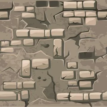 Vector Cartoon seamless pattern texture old crack brick wall イラスト素材
