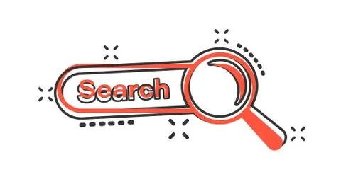 Vector cartoon search bar ui icon in comic style. Search website form illustr Stock-Illustration