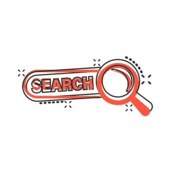 Vector cartoon search bar ui icon in comic style. Search website form illustr Stock Illustration
