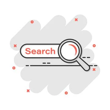 Vector cartoon search bar ui icon in comic style. Search website form illustr Stock-Illustration