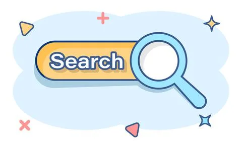 Vector cartoon search bar ui icon in comic style. Search website form illustr Stock-Illustration