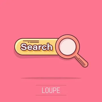 Vector cartoon search bar ui icon in comic style. Search website form illus.. Stock-Illustration