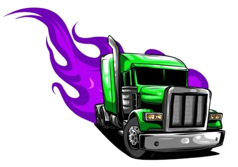 Vector Cartoon Semi Truck. vector illustration design Stock Illustration
