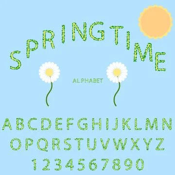 Vector cartoon set of alphabet spring time season isolated Stock-Illustration