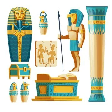 Vector cartoon set of ancient Egypt objects Illustrazione stock