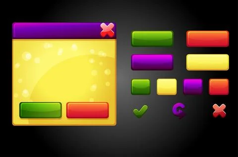 Vector cartoon set game ui buttons, UI Stock Illustration