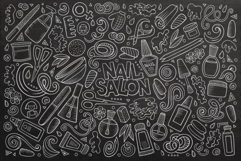 Vector cartoon set of Nail salon theme objects 스톡 일러스트