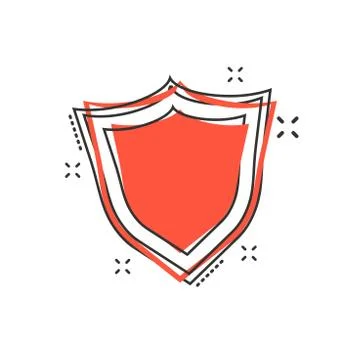 Vector cartoon shield protection icon in comic style. Protect sign illustrati Stock Illustration