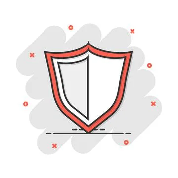 Vector cartoon shield protection icon in comic style. Protect sign illustrati Stock Illustration