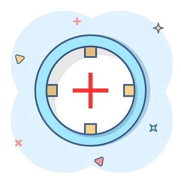Vector cartoon shooting target icon in comic style. Aim sniper concept illust Stock Illustration