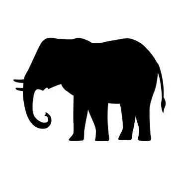 Vector cartoon silhouette icon black elephant large mammal forest elephant  a Stock Illustration