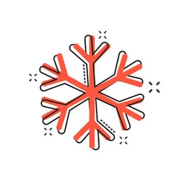 Vector cartoon snowflake icon in comic style. Winter sign illustration pictog Stock Illustration