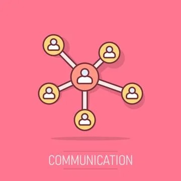 Vector cartoon social network icon in comic style. People connection sign i.. Stock Illustration