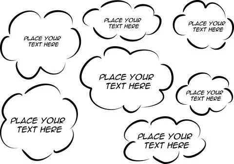 Vector cartoon speech bubble background cloud set Stock Illustration