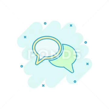 Vector cartoon speech bubble icon in comic style. Discussion dialog concept i Stock Illustration