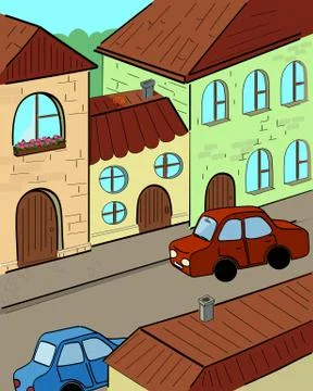 Vector cartoon street Stock Illustration