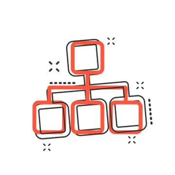 Vector cartoon structure diagram icon in comic style. Chart organization sign Illustrazione stock