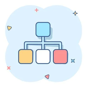 Vector cartoon structure diagram icon in comic style. Chart organization sign Illustrazione stock