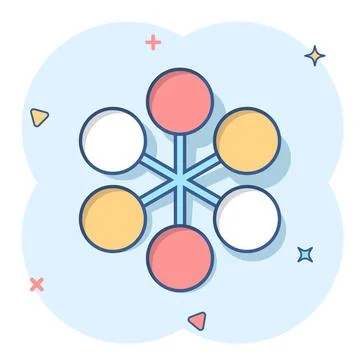 Vector cartoon structure diagram icon in comic style. Chart organization sign イラスト素材