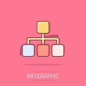 Vector cartoon structure diagram icon in comic style. Chart organization si.. イラスト素材