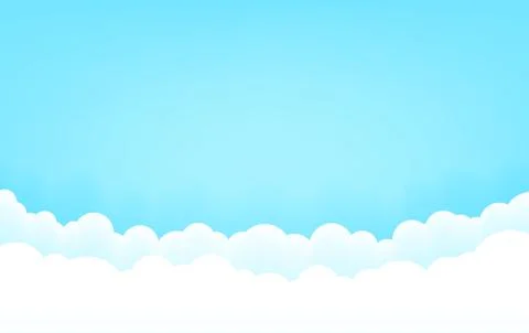 Vector cartoon style background with cute clouds Иллюстрация
