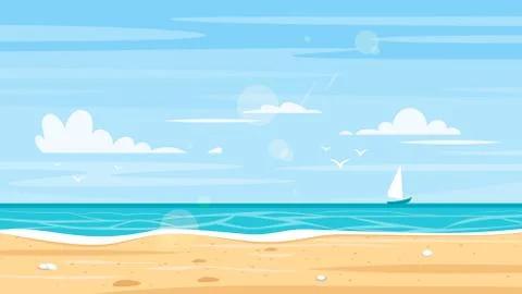Vector cartoon style background with hot desert Stock Illustration