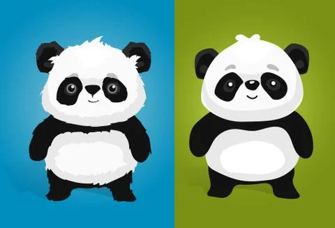 Vector cartoon style cute panda set Stock Illustration