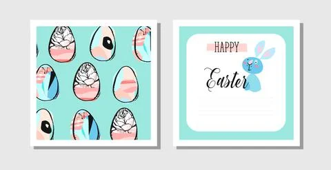 Vector cartoon style easter bunny greeting card イラスト素材