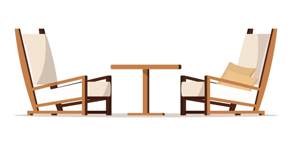 Vector cartoon style flat design porch zone furniture illustration. Stock Illustration
