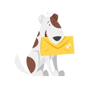 Vector cartoon style illustration of postal dog. Stock Illustration