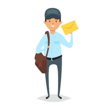 Vector cartoon style illustration of postman. Illustrazione stock