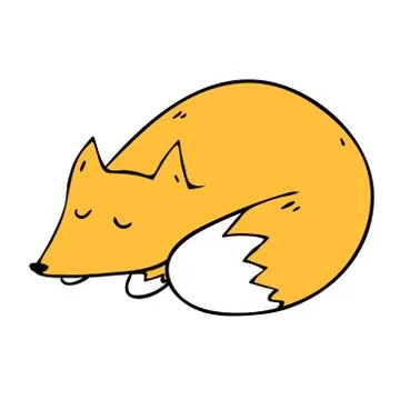Vector cartoon style illustration of sleeping fox. Icon for web. Stock Illustration
