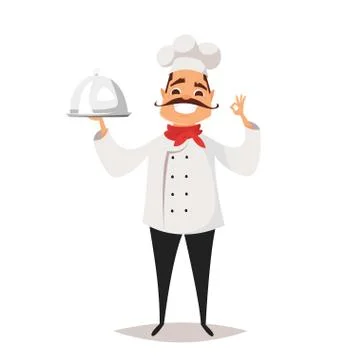 Vector cartoon style illustration of smiling Chef cook. Stock Illustration