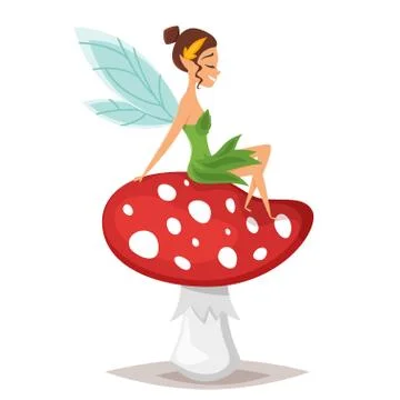 Vector cartoon style illustration of smiling fairy Stock Illustration