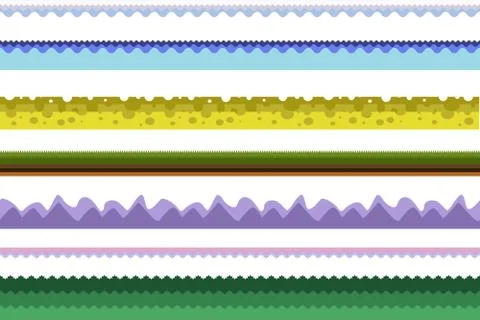 Vector cartoon style seamless borders. Stock Illustration